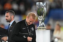 Landete am Mittwochabend den Quotenhit: Das Finale im UEFA-Super Cup mit Real Madrid gegen Eintracht Frankfurt im Olympiastadion Helsinki. Frankfurts Sebastian Rode blickt auf seine Silbermedaille. - Arne Dedert/dpa