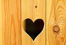 Die T&uuml;r eines Toilettenh&auml;uschens mit herzf&ouml;rmigen Loch im Holz - picture alliance / Jan Woitas/dpa-Zentralbild/dpa