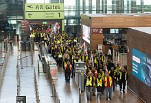 Verdi-Warnstreik an Flughafen Berlin Brandenburg BER im März. - Christophe Gateau/dpa