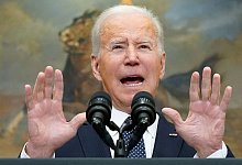 Pr&auml;sident Joe Biden spricht im Wei&szlig;en Haus &uuml;ber den Konflikt in der Ukraine. - Alex Brandon/AP/dpa