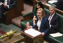 Die britische Au&szlig;enministerin Liz Truss spricht vor dem Unterhaus in London. - Jessica Taylor/Uk Parliament/PA Media/dpa