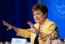 Kristalina Georgiewa, Geschäftsführende Direktorin des Internationalen Währungsfonds (IWF), spricht auf einer Pressekonferenz. - Liu Jie/XinHua/dpa
