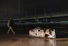 Die Überreste einer russischen Rakete in Kiew. - Andriy Dubchak/AP/dpa