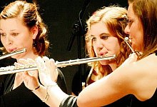 H&ouml;chste Konzentration: Sch&uuml;lerinnen und Sch&uuml;ler des Stadtgymnasiums boten ein beeindruckendes Konzert. Foto: Dick