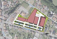 Fachmarktzentrum Horn - Land NRW (2019) / Zeichnung: halsdorfer + ingenieure projekt gmbh / Montage: Oliver Wendtland