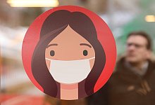 Hinweis auf Maskenpflicht - Matthias Bein/dpa-Zentralbild/dpa