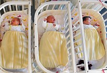 Babys in Bettchen - Waltraud Grubitzsch/dpa-Zentralbild/dpa