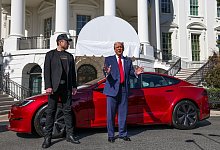 Trump: Protest gegen Tesla wird von Linken bezahlt - -/Pool/AP/dpa