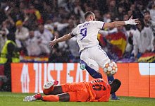 Real-St&uuml;rmer Karim Benzema traf beim Sieg der Madrilen an der Stamford Bridge dreifach. - John Walton/PA Wire/dpa