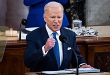 Joe Biden w&auml;hrend seiner Rede Rede zur Lage der Nation im Kapitol. - Jim Lo Scalzo/epaAP/dpa