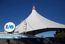 Logo der Entwicklerkonferenz Google I/O 2022 im Shoreline Amphitheatre (Mountain View). - Google/dpa