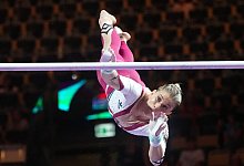 Überraschte bei der EM: Elisabeth Seitz am Stufenbarren. - Soeren Stache/dpa/Archivbild