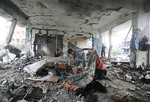 Zerstörtes Schulgebäude - Abdel Kareem Hana/AP/dpa