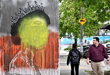 In Sydney wurde eine Hommage an Elizabeth II. in den Farben der Flagge der australischen Ureinwohner &uuml;bermalt. - Bianca De Marchi/AAP/dpa