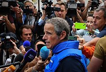 Die 14-köpfige Experten-Mission unter Leitung von IAEA-Chef Rafael Grossi hat nach gefährlicher Anreise das Atomkraftwerk Saporischschja erreicht. - Andriy Andriyenko/AP/dpa