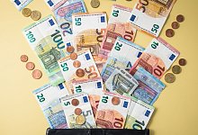 Geldscheine und Münzen fliegen aus einer Geldbörse - Christin Klose/dpa-tmn