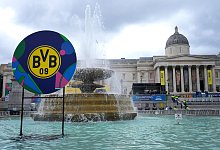 Vor dem Champions-League-Finale - BVB-Emblem in London - Kirsty Wigglesworth/AP/dpa