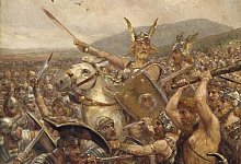 thumbnail_Symbolisch aufgeladene Darstellung der Varusschlacht, Otto Albert Koch, 1909 - 1 - Lippisches Landesmuseum