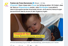 Inzwischen hat die FDP einen umstrittenen Tweet zum Trisomie21-Test gel&ouml;scht.&nbsp; - screenshot rnd@FDPBT auf Twitter