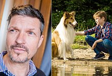 Schauspieler Hardy Kr&uuml;ger jr. (l.) hat Silke F&ouml;rster aus Halle erst k&uuml;rzlich am Set von "Rote Rosen" getroffen. Auch im Kinofilm "Lassie" war sie dabei. - dpa