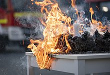 Wenn Adventskränze und Weihnachtsbäume trocken sind, brennen sie ruckzuck lichterloh. Die Löschabteilung Sieker zeigt das eindrucksvoll mit Fotos und Videos. - Felix Brenneke