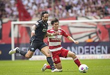 Duesseldorf, Germany. 19th Aug, 2023. Adriano Grimaldi (SCP) Ao Tanaka (F95) Fortuna D&uuml;sseldorf - SC Paderborn 07 19.08. - Imago Images