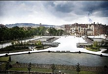 Der Kesselbrink in einer eingef&auml;rbten Ansicht aus dem Jahr 1929. - Stadtarchiv Bielefeld