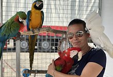Julia Hajdu bei ihren Papageien - Till Brand