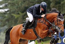 Amtierender Deutscher Meister: Berufsreiter Thomas Brandt auf Coldplay, dem Pferd von Tim Rieskamp-Goedeking. - Egon Bieber