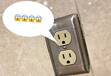 Steckdosen in den USA wirken wie erstaunte Gesichter - Till Simon Nagel/dpa-tmn