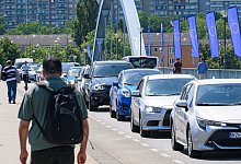 Stau am deutsch-polnischen Grenzübergang - Patrick Pleul/dpa