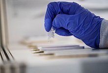 Die Abstrichl&ouml;sung wird auf den Teststreifen gebracht. - Andreas Arnold/dpa