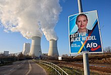 Wahlkampf AfD - Wahlkplakat vor Braunkohlekraftwerk - Jan Woitas/dpa