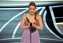 Beklemender Moment: Jessica Chastain bei ihrer Dankesrede in der Oscarnacht. - Chris Pizzello/Invision/AP/dpa