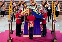 Die K&ouml;nigin wird vier Tage lang in der Westminster Hall aufgebahrt, bevor sie am Montag, dem 19. September, beigesetzt wird. - Yui Mok/PA Wire/dpa