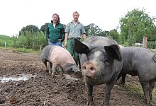 Tobias und Konstanze Hachmeister vom Hof Hachmeister auf dem Wittel zeigen, wie Landwirtschaft auch funktionieren kann - nachhaltig und freilaufend. - Susanne Barth