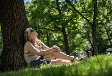 Eine Frau sitzt in einem Park - Christin Klose/dp-tmn/dpa-tmn