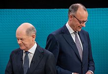 Scholz und Merz im TV-Duell - Michael Kappeler/dpa-Pool/dpa