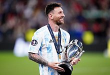 &laquo;Wundersch&ouml;n&raquo;: Argentiniens Messi freut sich nach dem Sieg gegen Italien auf weitere Gegner. - John Walton/PA Wire/dpa