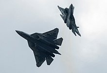 Kampfflugzeug Suchoi Su-57 - Pavel Golovkin/AP/dpa
