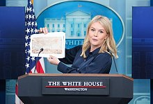 US-Pressesprecherin Leavitt stellt Bauvorhaben vor - Mark Schiefelbein/AP/dpa