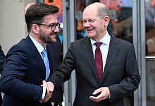 Bundeskanzler Scholz in D&uuml;sseldorf - Federico Gambarini/dpa