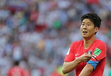 Kapit&auml;n der s&uuml;dkoreanischen Nationalmannschaft Heung-Min Son machte in der 84. Minute mit seinem Treffer den Ausgleich zum 2:2. - Christian Charisius/dpa