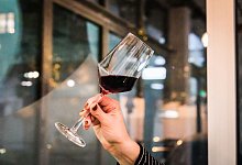 Eine Frau h&auml;lt ein Glas Rotwein in der Hand - Ricarda Dieckmann/dpa-tmn