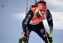 Olympiasiegerin Denise Herrmann gewann den Sprint in Kontiolahti. - Vesa Moilanen/Lehtikuva/AP/dpa