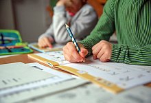 Zwei Kinder machen gemeinsam ihre Hausaufgaben - Mascha Brichta/dpa-tmn