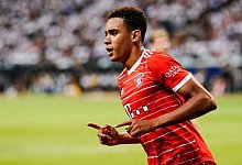 Bayerns Jamal Musiala hat sich eine Zerrung im Adduktorenbereich zugezogen. - Uwe Anspach/dpa