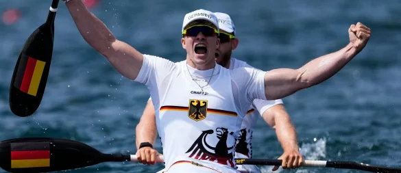 Jacob Schopf (vorn) und Max Lemke kämpfen im A-Finale bei der WM in Mailand um Gold. (Archivbild) - © Lindsey Wasson/AP/dpa