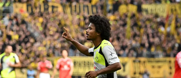 Karim Adeyemi hatte zuletzt viel Grund zur Freude. - © Torsten Silz/dpa