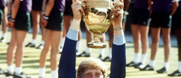 Die Bilder von Boris Beckers erstem Wimbledon-Sieg gehen um die Welt. - © Rüdiger Schrader/dpa